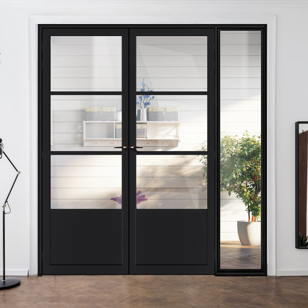 Room Divider - Handmade Eco-Urban® Staten Door Pair DD6310C - Clear Glass - Premium Primed - Colour & Size Options