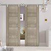 Saturn Tubular Stainless Steel Sliding Track & Edmonton Light Grey Double Door - Prefinished