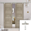 Saturn Tubular Stainless Steel Sliding Track & Edmonton Light Grey Double Door - Prefinished