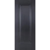 Sirius Tubular Stainless Steel Sliding Track & Eindhoven 1 Panel Black Primed Double Door - Unfinished