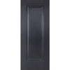 Sirius Tubular Stainless Steel Sliding Track & Eindhoven 1 Panel Black Primed Double Door - Unfinished