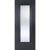 Saturn Tubular Stainless Steel Sliding Track & Eindhoven 1 Panel Black Primed Double Door - Unfinished