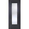Sirius Tubular Stainless Steel Sliding Track & Eindhoven Black Primed Double Door - Clear Glass - Unfinished