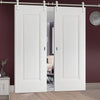 Saturn Tubular Stainless Steel Sliding Track & Eindhoven 1 Panel Double Door - Primed