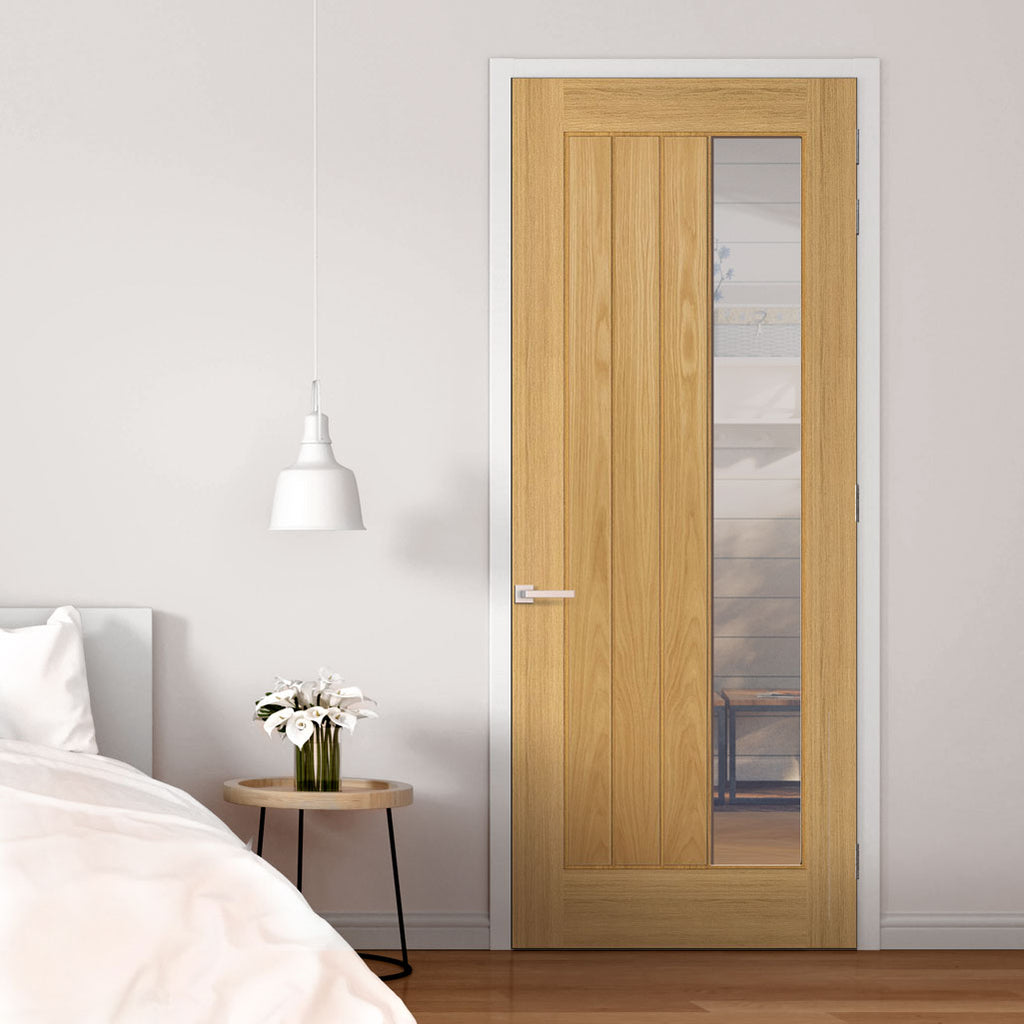 Ely Oak Fire Internal Door 1SL - Clear Glass - 1/2 Hour Fire Rated - Prefinished