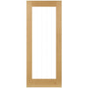 Pass-Easi Three Sliding Doors and Frame Kit - Ely 1L Full Pane Oak Door - Clear Etched Glass - Prefinished