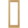 Single Sliding Door & Wall Track - Ely 1L Full Pane Oak Door - Clear Etched Glass - Unfinished