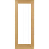 Double Sliding Door & Wall Track - Ely 1L Full Pane Oak Door - Clear Etched Glass - Unfinished