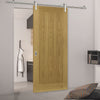 Saturn Tubular Stainless Steel Sliding Track & Ely Oak Door - Prefinished