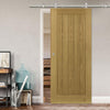 Sirius Tubular Stainless Steel Sliding Track & Ely Oak Door - Unfinished