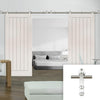 Saturn Tubular Stainless Steel Sliding Track & Ely Double Door - Primed