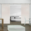 Saturn Tubular Stainless Steel Sliding Track & Ely Double Door - Primed