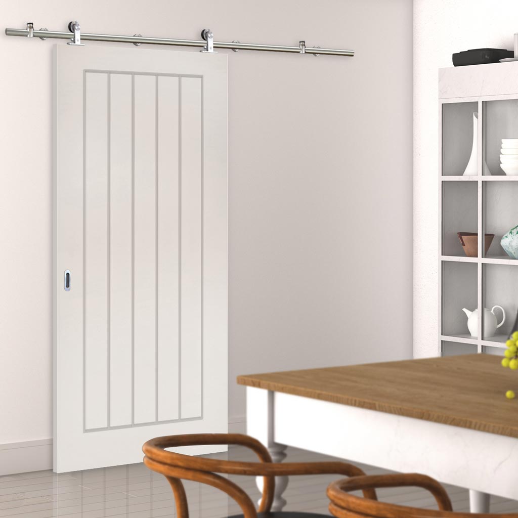 Sirius Tubular Stainless Steel Sliding Track & Ely Door - Primed