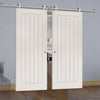 Sirius Tubular Stainless Steel Sliding Track & Ely Double Door - Primed