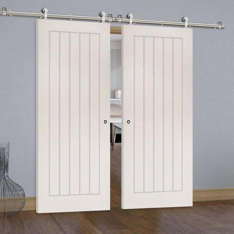 Sirius Tubular Stainless Steel Sliding Track & Ely Double Door - Primed