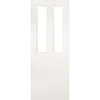 Eton Victorian Shaker Double Evokit Pocket Door Detail - Clear Glass - White Primed