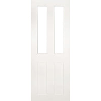 Eton Victorian Shaker Double Evokit Pocket Door Detail - Clear Glass - White Primed