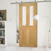 Sirius Tubular Stainless Steel Sliding Track & Eton Oak Door - Clear Glass - Unfinished