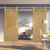 Saturn Tubular Stainless Steel Sliding Track & Eton Oak Double Door - Unfinished