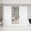 Saturn Tubular Stainless Steel Sliding Track & Eton Victorian Shaker Double Door - Primed