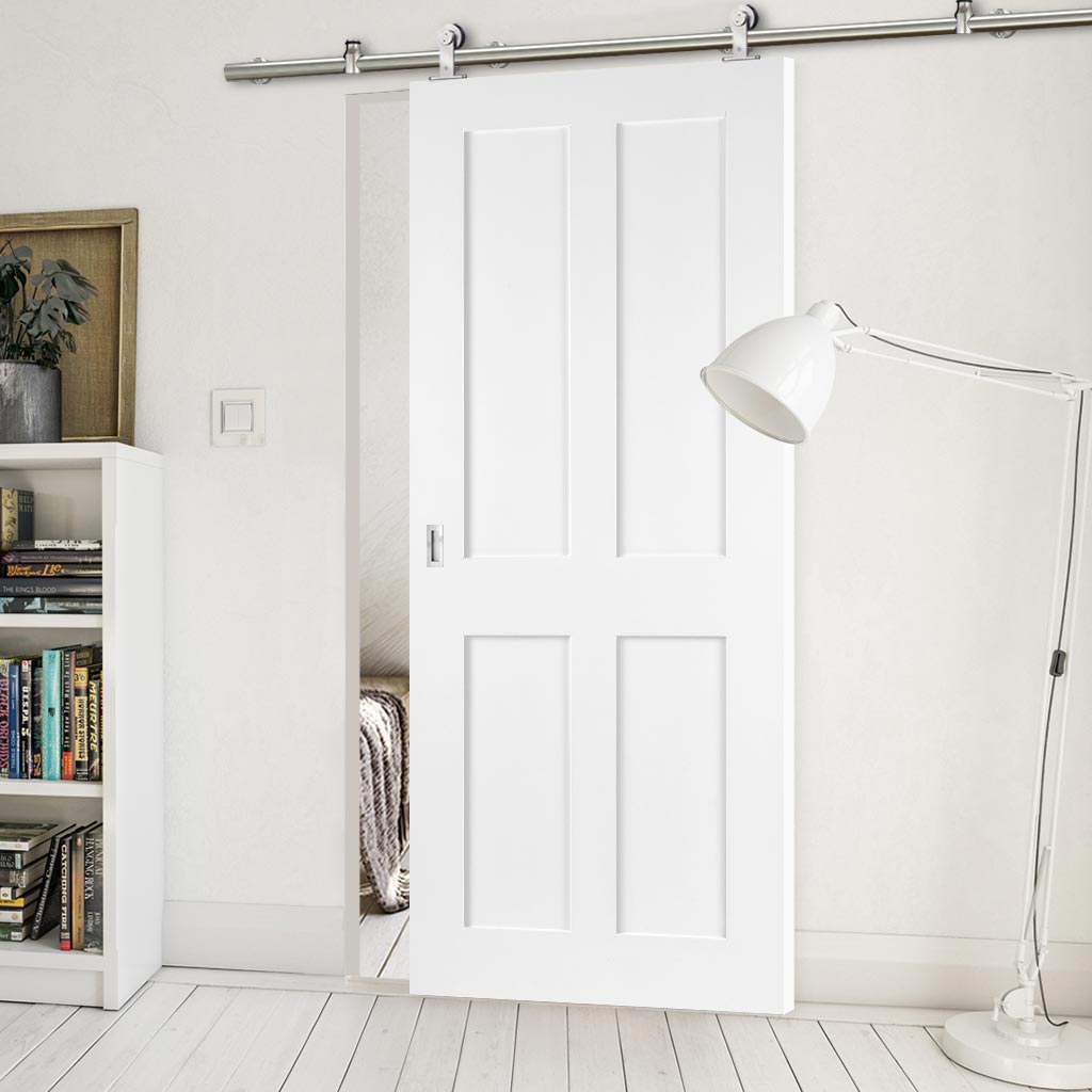 Sirius Tubular Stainless Steel Sliding Track & Eton Victorian Shaker Door - Primed