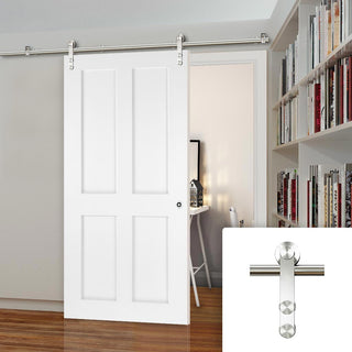 Image: Saturn Tubular Stainless Steel Sliding Track & Eton Victorian Shaker Door - Primed