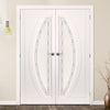 Gemini Lightly Grained PVC Door Pair - Prism Style Sandblasted Glass