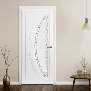 Image: White PVC gemini lightly grained door prism style glass