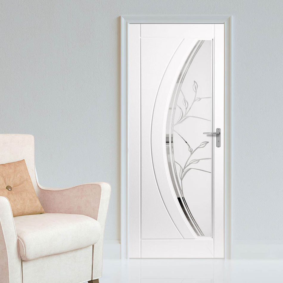 White PVC gemini lightly grained door twilight style glass