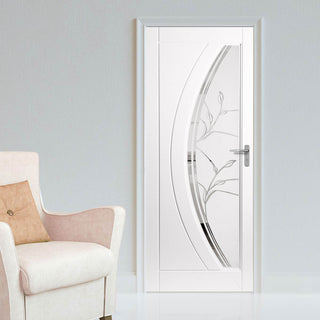 Image: White PVC gemini lightly grained door twilight style glass