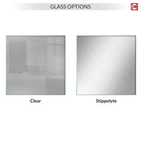 Clear and stippolyte glass option for white PVC door
