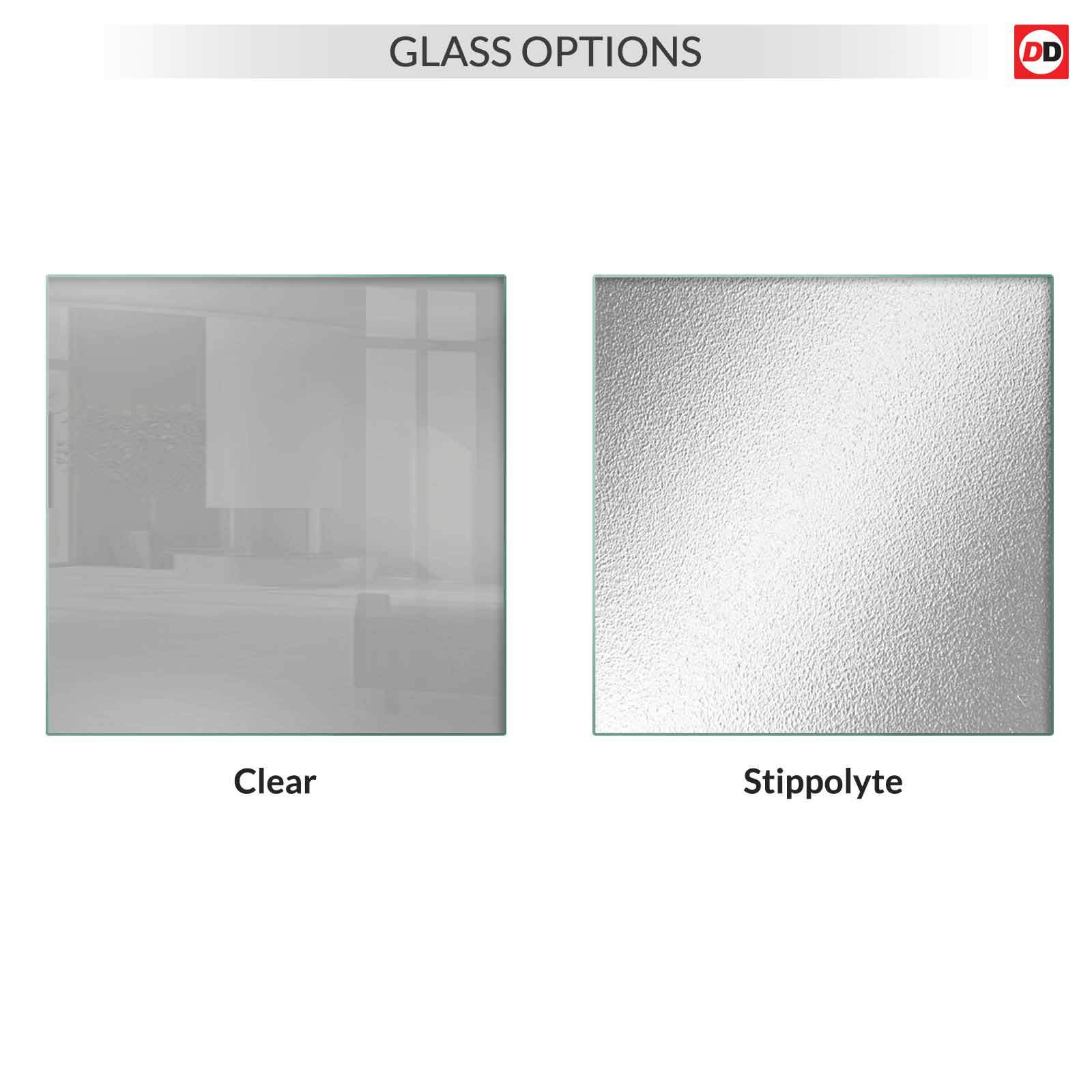 Clear and stippolyte glass option for white PVC door
