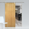 Saturn Tubular Stainless Steel Sliding Track & Galway Oak Door - Unfinished