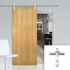 Saturn Tubular Stainless Steel Sliding Track & Galway Oak Door - Unfinished