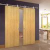 Sirius Tubular Stainless Steel Sliding Track & Galway Oak Double Door - Unfinished