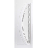 Gemini Lightly Grained PVC Door Pair - Prism Style Sandblasted Glass