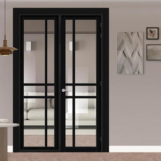 Image: Urban Ultimate® Room Divider Glasgow 6 Pane Door DD6314C with Matching Side - Clear Glass - Colour & Height Options