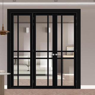 Image: Urban Ultimate® Room Divider Glasgow 6 Pane Door Pair DD6314C with Matching Side - Clear Glass - Colour & Height Options