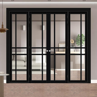 Image: Urban Ultimate® Room Divider Glasgow 6 Pane Door Pair DD6314C with Matching Sides - Clear Glass - Colour & Height Options