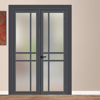 Image: Urban Ultimate® Room Divider Glasgow 6 Pane Door DD6314F - Frosted Glass with Full Glass Side - Colour & Size Options