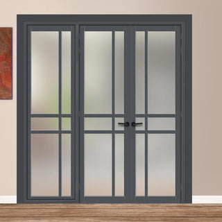 Image: Urban Ultimate® Room Divider Glasgow 6 Pane Door Pair DD6314F - Frosted Glass with Full Glass Side - Colour & Size Options