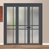 Urban Ultimate® Room Divider Glasgow 6 Pane Door Pair DD6314F - Frosted Glass with Full Glass Side - Colour & Size Options
