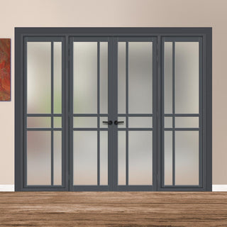 Image: Urban Ultimate® Room Divider Glasgow 6 Pane Door Pair DD6314F - Frosted Glass with Full Glass Sides - Colour & Size Options