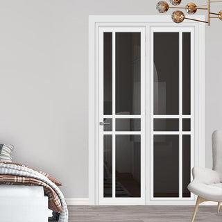 Image: Urban Ultimate® Room Divider Glasgow 6 Pane Door DD6314T - Tinted Glass with Matching Side - Colour & Size Options