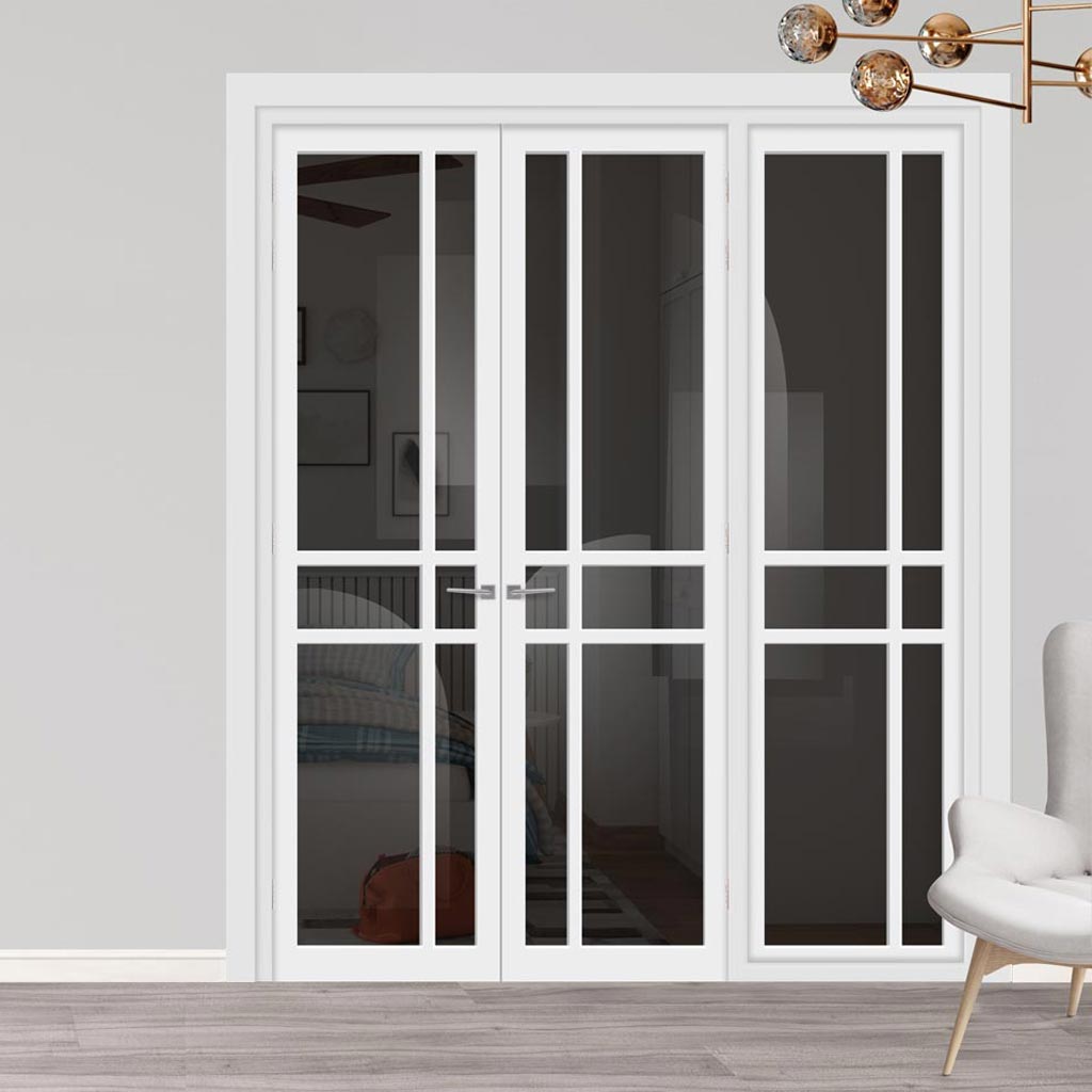Urban Ultimate® Room Divider Glasgow 6 Pane Door Pair DD6314T - Tinted Glass with Matching Side - Colour & Size Options