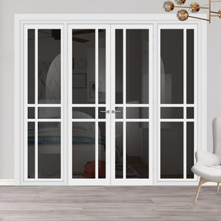 Image: Urban Ultimate® Room Divider Glasgow 6 Pane Door Pair DD6314T - Tinted Glass with Matching Sides - Colour & Size Options