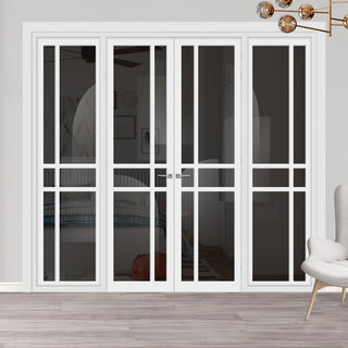 Image: Urban Ultimate® Room Divider Glasgow 6 Pane Door Pair DD6314T - Tinted Glass with Full Glass Sides - Colour & Size Options