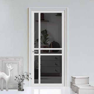 Image: Glasgow 6 Pane Solid Wood Internal Door UK Made DD6314 - Tinted Glass - Eco-Urban® Cloud White Premium Primed