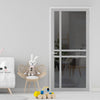 Glasgow 6 Pane Solid Wood Internal Door UK Made DD6314 - Tinted Glass - Eco-Urban® Mist Grey Premium Primed