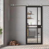 Sirius Tubular Stainless Steel Sliding Track & Greenwich Door - Clear Glass - Black Painted - Prefinished